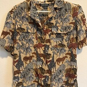 Animal Print Button-Up Shirt